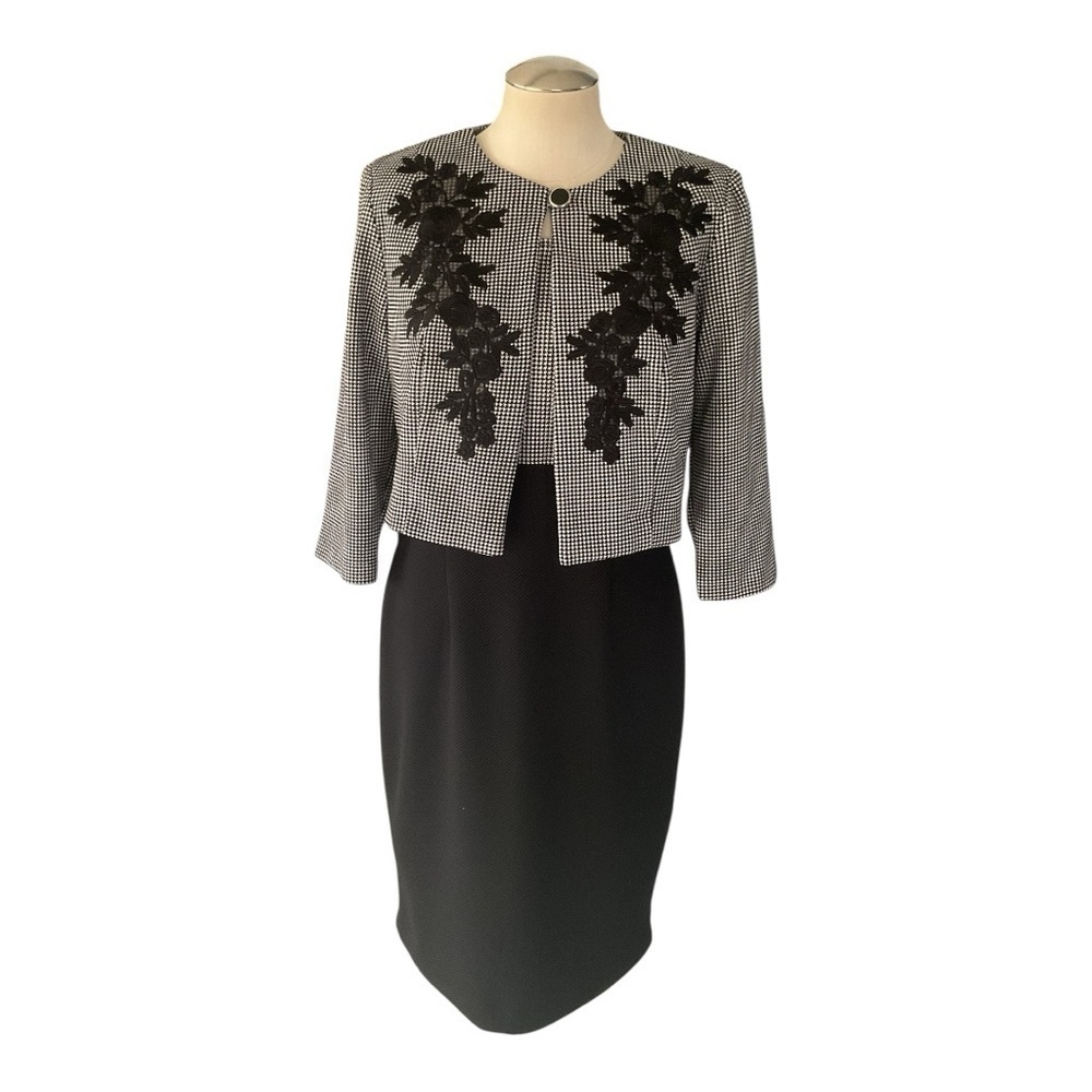 Danny & Nicole Women's 2-Piece Dress & Jacket Set Size 10 – Black & White